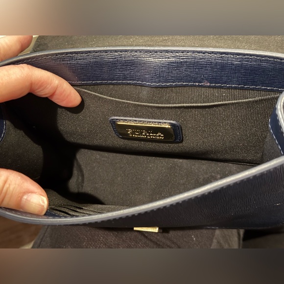 Furla Navy Blue Crossbody with Gold Tone Studs EUC - Picture 3 of 16